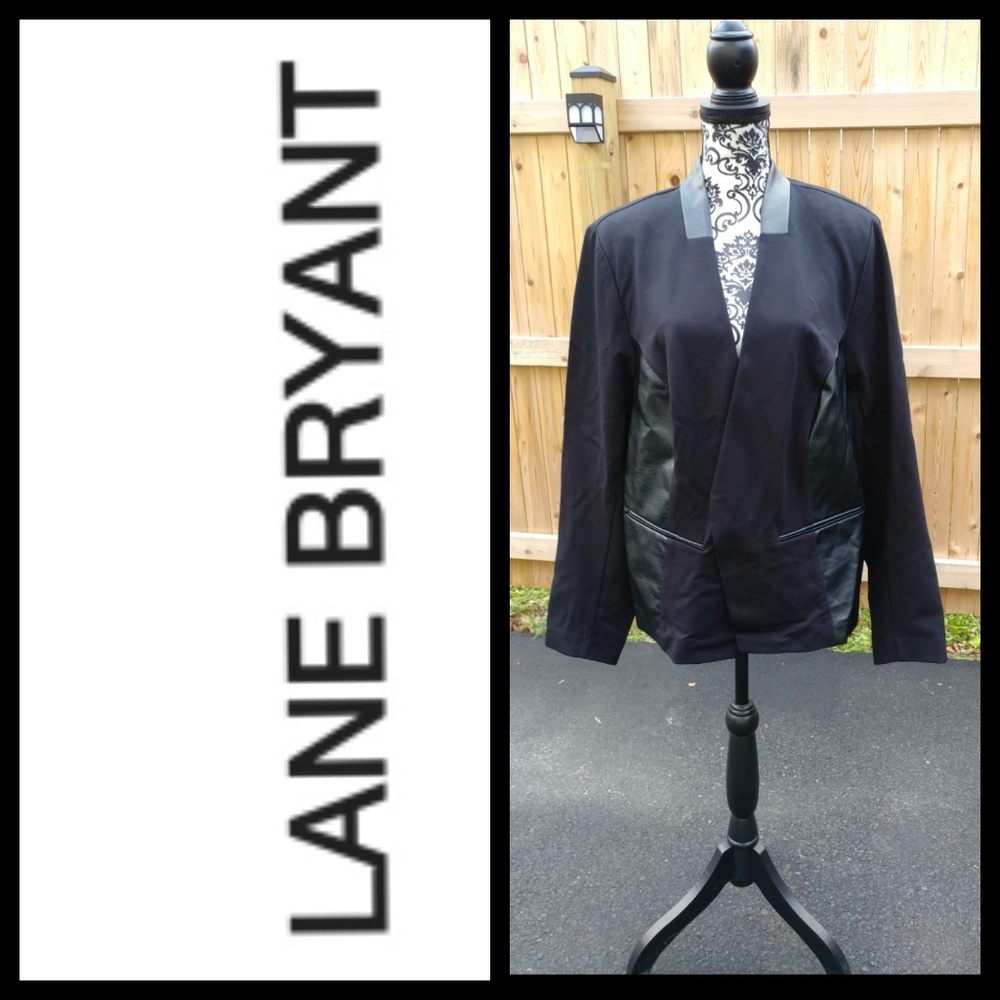LANE BRYANT Ponte faux leather/fabric blazer
